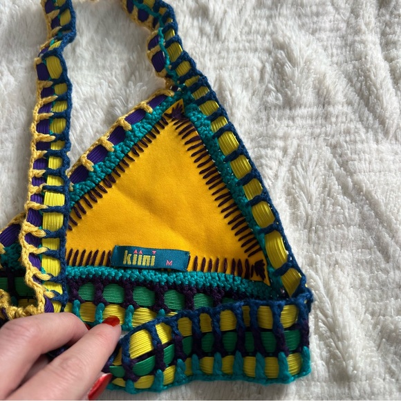 Kiini Yellow Multicolor Bikini Top - Picture 4 of 4